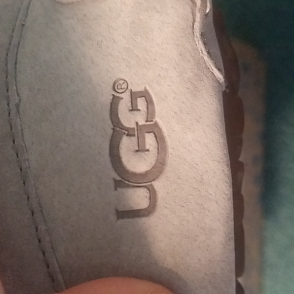 UGG Ansley Gray Suede Indoor Outdoor Moccasin Slippers Wool Lined Size 9 - Picture 3 of 7